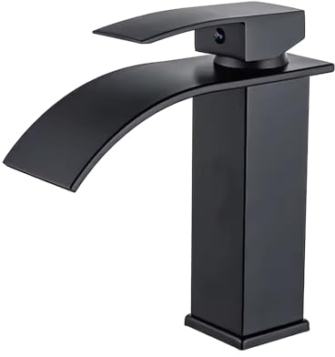 Grifo de Cascada, Grifo de Lavabo de Agua Grifo de Agua Fría y Caliente de Acero Inoxidable Baño Grifo de Lavabo Vertical Altura del Grifo de Lavabo 24,5 CM