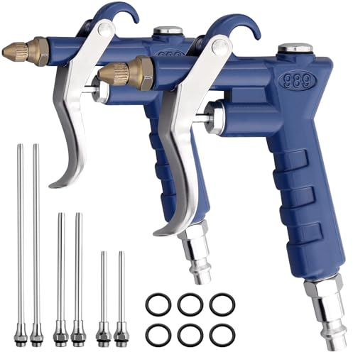 AUTOUTLET 2 Pistolets à Air Comprimé pour Raccords Rapides 1/4 BSP Pistolet Haute Pression avec 6 Buses et Entrée d'air Réglable Compresseur d'air Pneumatique