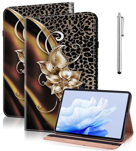TUOLISG Hülle für Samsung Galaxy Tab A 10,1 T510/T515 2019 mit Stylus,Ultra PU Leder Schutzhülle Wallet Cover Case mit Standfunktion für Samsung Galaxy Tab A 10.1 Zoll 2019 Tablet -Metallische Blume