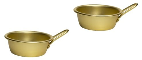 Garneck 2 Piezas Tazón De Aluminio Estilo Coreano Para Arroz Vino Restaurante Barbacoa Dorado Apariencia Elegante Estilo Simple Mango Diseño Ergonómico No Apto Para Lavavajillas.
