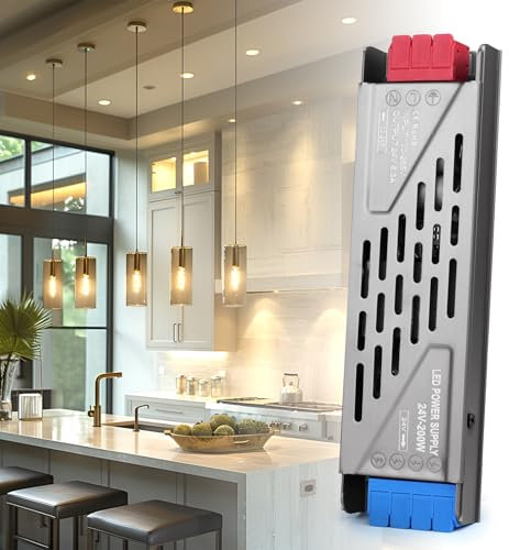 Transformador 220V a 24V, BRIMETI LED Driver 200W 8,3A Ultra Fino Fuente de Alimentación 220V a 24V DC Driver de Bajo Tensión Adaptador Controlador LED Voltaje Constante de Tira LED