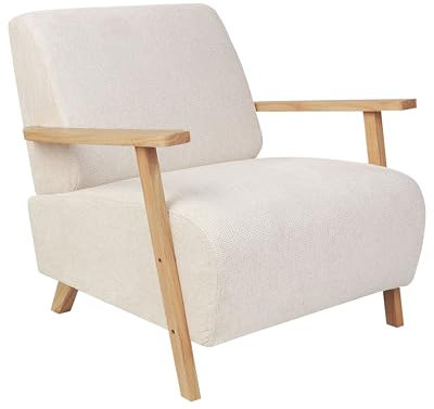 Beliani Sessel Hellbeige/Heller Holzfarbton mit Armlehnen Retro Stil Lesja