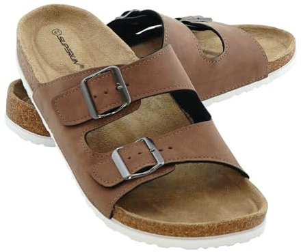 + Pantoletten Sandalen Hausschuhe Schlappen Clogs Kork Fußbett Gr. 36-46 (Brown, EU Schuhgrößensystem, Erwachsene, Numerisch, M, 43)