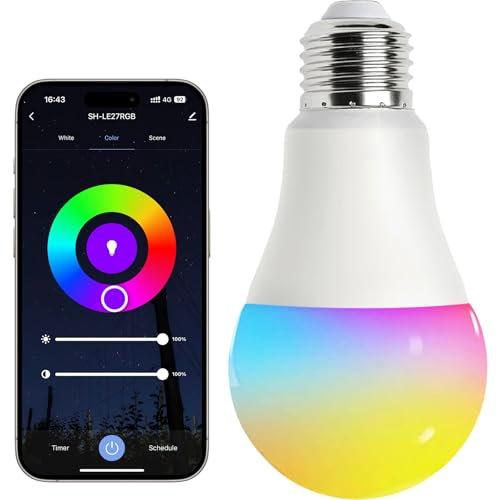 inaepeak E27 WiFi Smart Glühbirne, 2700K-6500K dimmbare Glühbirne mit Farbwechsel, 9W LED-Glühbirne zum Einschrauben, Timer-Funktion, funktioniert mit Alexa und Google Home, Smart Life App Steuerung