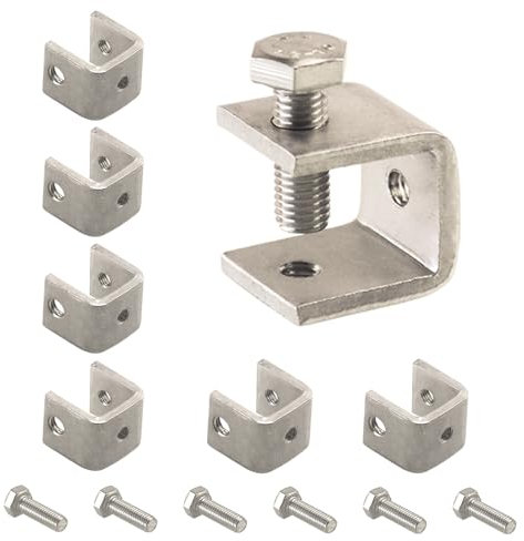 CNQLIS Mimi C Clamps Stainless Steel 0.83 Inch, Heavy Duty Small U Clamps for Metal Mounting, Universal Desk Clamp with Stable I-Beam Design, Wide Jaw Opening (6pcs)