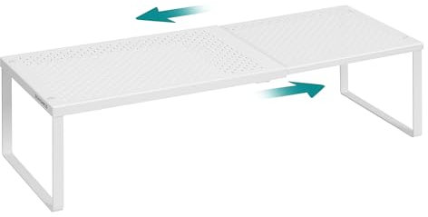 SONGMICS Gewürzregal, ausziehbar, Küchen-Organizer, Küchenregal, Schrank-Organizer, Gewürzhalter, Küche, kleines Regal, Metall, Arbeitsplatte, Tisch-Organizer, Schuhregal, mattweiß KCS007W01