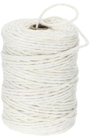 sourcing map Cuerda de yute natural de 328 pies x 3 mm de largo, cuerda fuerte para manualidades, cinta de envoltura de regalos, embalaje de Navidad, boda, color blanco
