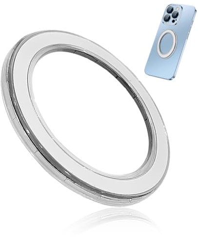 Universal Magnetic Ring Magnetic Base Compatible with PopSocket Phone Grips and MagSafe Phone Series Case Removable for Wireless Charging Magnetic Base Plate for All Smartphones Cases Tablets (Clear)