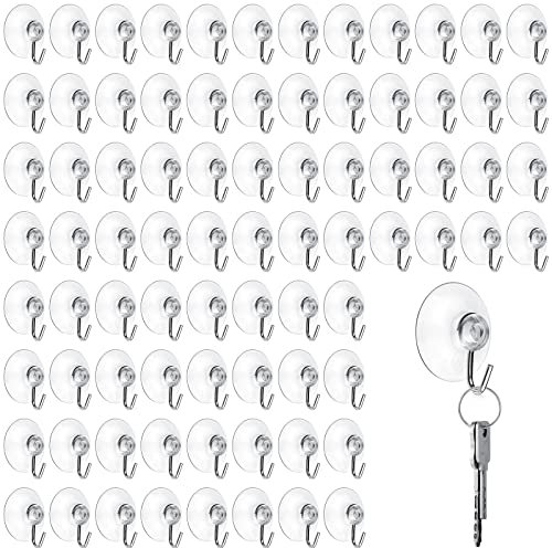 Mudder Saugnapf-Haken, transparente Saugnäpfe mit Metallhaken, Fensteraufhänger für Glas, Wand, Handtuchaufhänger, Zubehör, Badezimmer, Glas, Küche, Dekorationen, 1,4 kg (50 Stück, 60 mm)