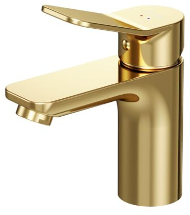 AM.PM X-Joy Waschtischarmatur Gold - Wasserhahn Bad, Mischbatterie, Badarmatur Waschbecken, Einhebelmischer Badezimmer