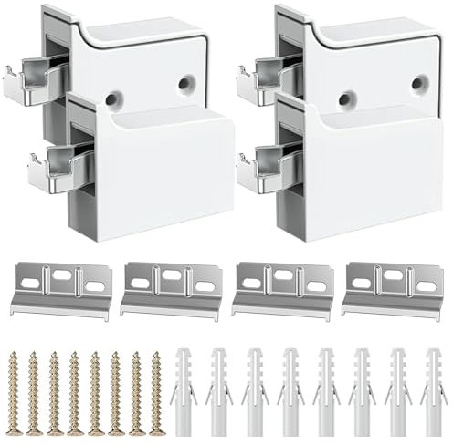 GIAK 4 Stück Schrankaufhänger Wandhalterung Schrankhalterung Schrankträger Schrank-Aufhänger mit Montageschiene Schrankhalter für Hängeschränke, Verstellbar Aufhänger Hängeschrank (B)