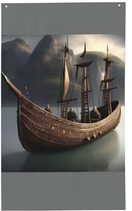 Dekorative Flagge mit nordischem Piratenschiff-Druck, für den Außenbereich, geeignet für alle Outdoor-Umgebungen