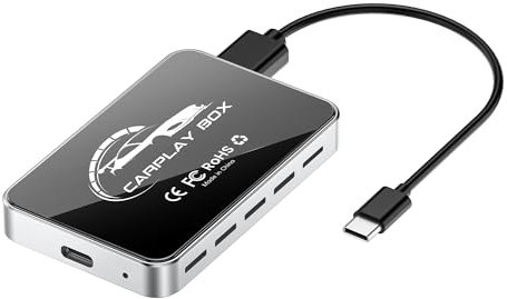 Jzones CarPlay Inalámbrico, Plug & Play USB, Compatible con CarPlay y Android Auto, WiFi de Doble Banda, Soporta Video 4K, Compatible con iPhone 7+/iOS 10+ y Android 11+, para la Mayoría de Vehículos