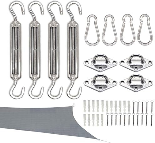 Kit De Fixation pour Voile D'ombrage | Accessoires Résistants pour Store et Pergola,Montage Canopée Extérieure Terrasse Jardin Pelouse Aménagement Extérieur