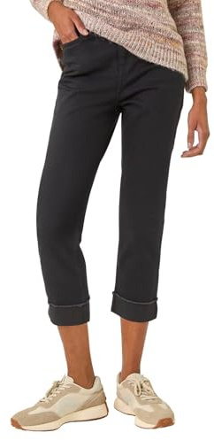 Roman Originals Slim Leg Turn Up Stretch Jeans for Women UK - Ladies Everyday Autumn Winter Comfy Soft Evening Vacation Work Party Night Out