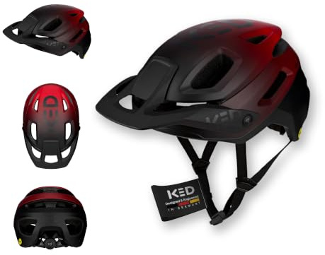 Pector ME-1 Mountainbike Helm, NTA 8776, MIPS, BOA Fit System, FIDLOCK, 14 Belüftungsöffnungen, 350g, Verstellbares Visier Damen Herren | Farbe: Red Black Matt | Größe: 52-58 (M)