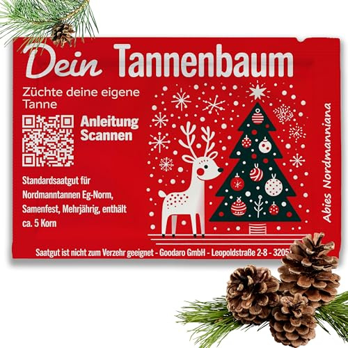 Tannenbaum Samen - Züchte deinen eigenen Weihnachtsbaum, Christbaum - 5 Samen Nordmanntanne (Rot) - ideal als Wichtelschenk oder Adventskalender-Füllung