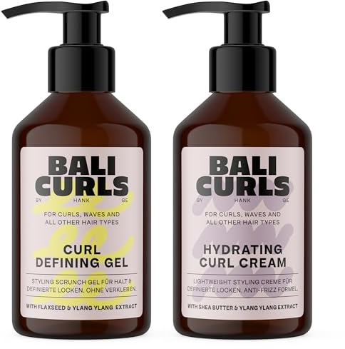 Bali Curls Curl Defining Set - Crème hydratante et gel définissant (150 ml chacun) - Pour des cheveux lisses et définis - Hydratation, définition et tenue sans collage