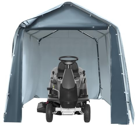 Geräteschuppen 2.4x2.4x2.4m Faltpavillon Tragbares Gerätezelt Wasserdicht Fahrradgarage Outdoor Arbeitszelt Winterfest Gerätehaus 5.7m² Lagerzelt Bequem zu Bedienen, Stabile, Grau