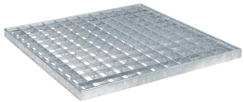 Tomostar Grille de Drainage, Grille Caniveau Extérieur Couvercle de Drainage Grilles Caillebotis Acier Galvanisé Argent 40x40x2 cm