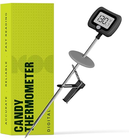 Termometro digitale per caramelle con clip per pentola, sonda in acciaio inox lunga 25,4 cm, lettura istantanea, termometro da cucina per cucinare, cuocere e fare caramelle (grigio)
