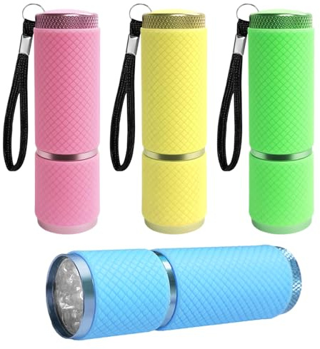 ZynoMUCH Small Torch, 4 Pack Mini Torches Battery Powered, Flashlight-Torch Super Bright with 9 LEDs for Kids Adult Camping Hiking Outdoors Gift (Batteries not Included)