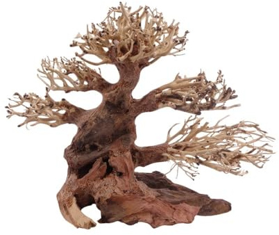 AquaOne Aquarium Classic Bonsai Baum M I Wurzel Oriental Holz 23x10x17 cm I Aquascaping Dekoration I Natur Unikat Bonsaibaum I Landschaft Deko Unterwasserlandschaft