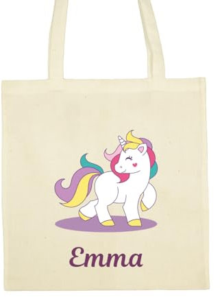 C32 Tote Bag Licorne à personnaliser, sac licorne, sac enfant licorne, sac coton, tote bag personnalisable, sac prénom, sac bibliothèque