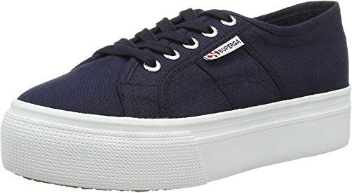 Superga 2790 Linea Updown Flatform Damen Sneaker, Blau (Navy-Offwhite), 42 EU
