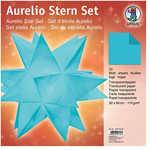 Ursus 15875048 - Faltblätter Aurelio Stern uni, petrol, 33 Blatt, aus Transparentpapier 115 g/qm, ca. 30 x 30 cm, einseitig bedruckt, ideal als zeitlose, elegante Wohndekoration
