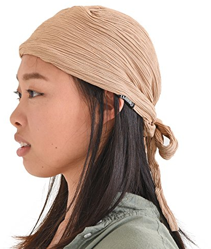 CHARM Raffen Turban Bandana Mütze Kopf Schal Alle Jahnreszeit Boho Schick Pirat Beige