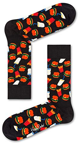 Happy Socks Unisex Hamburger Sock, Hamburger Schwarz, 41-46