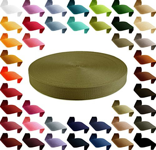 Gurtband 12m PP Polypropylen 25mm breit 1,3mm stark Gurt Tragband Farbwahl 45 Farben, Gurtband:888 olivgrün