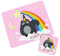 The Supreme Gift Company Personalised Children's Dinner Table Hard Wood Placemat and Coaster Set, ANY NAME printed, with KIDS UNI-CAT