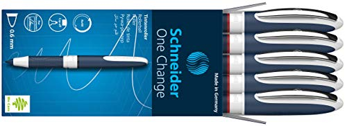 Schneider 183702 One Change Tintenroller (Schreibfarbe: rot, Strichstärke 0,6 mm, Rechts- und Linkshänder) 5 Stück