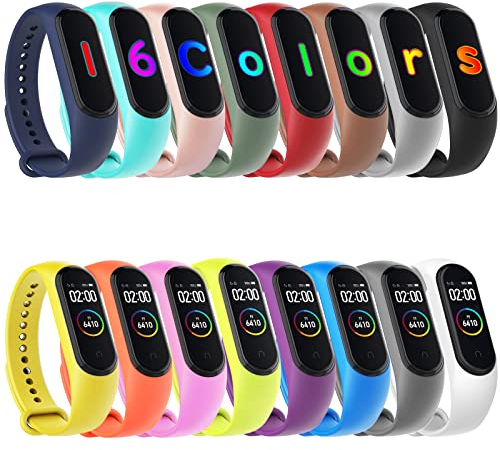 Hianjoo Cinturino compatibile per Xiaomi Mi Band 4/3, Sport Sostituzione Cinturino Accessori in Silicone Compatibile per Mi Smart Band 3/4 [16 Pezzi]
