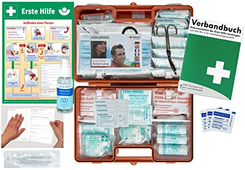 Verbandskoffer/Verbandskasten (G) Typ C -Paket 2- Erste Hilfe nach AKTUELLER DIN 13169 für Betriebe INKL. Verbandbuch + Hygiene-Gel & AUSHANG