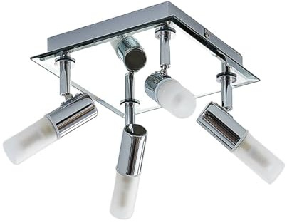 Lindby Deckenlampe Zela (spritzwassergeschützt (Modern) in Chrom aus Metall (4 flammig, G9) - Bad Deckenleuchte Lampe Licht nach oben & unten Badezimmerleuchte