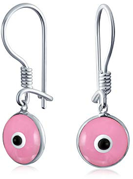 Orecchini A Goccia Con Chiusura A Leva Protezione Spirituale A Forma Di Occhio Malvagio Nazar Rosa Per Donne Adolescenti In Vetro Di Murano .925 Argento Sterling Realizzati In Turchia