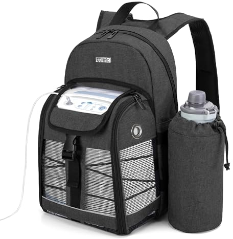 CURMIO Sac à Dos Portable pour Concentrateur d'Oxygène, Sac de Transport Compatible avec Inogen, OxyGo et Caire, Sac Seulement, Noir (Brevet En Instance)