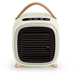 CREATE/AIR COOLER BOX STUDIO/Mini ventilador de mesa verde pastel/Cable USB, PANEL LDC TOUCH, 3 velocidades, temporizador hasta 8h, depósito 400ml, 5W