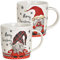 Tassen 2er Set Merry Xmas Wichtel in weiß - Bunte Dekor Porzellan Kaffeebecher als Weihnachtstassen in 11 cm - Kaffeetassen für Weihnachten spülmaschinenfest und mikrowellengeeignet