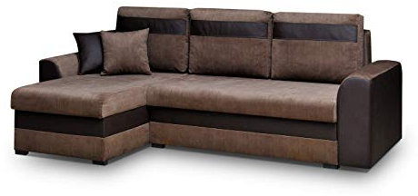 mb-moebel Ecksofa Sofa Universelle Ottomane mit Schlaffunktion und Bettkasten Universelle Ottomane Schlafsofa Bettsofa Polstergarnitur Wohnlandschaft - TOMMY - Braun