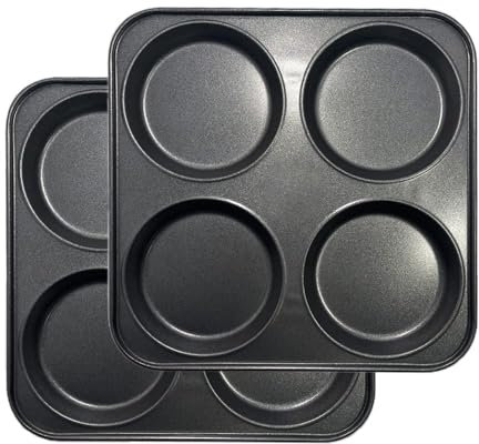 WINSOME Yorkshire Pudding Tray 4 Cup Muffins Bakeware Tins & Trays Premium Nonstick Cupcake Tray for Oven Baking Roasting Tin (Pack of 2)