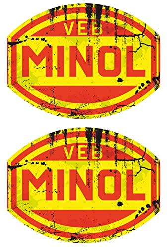 cut-it folientechnik & design 2X MINOL Vintage Aufkleber 9,5x7cm Kult DDR Sticker VEB IFA Oldtimer Oldschool Ossi Ostalgie Auto oder Moped Motorrad Tank für Simson Trabbi Schwalbe usw.