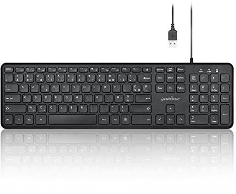 Perixx PERIBOARD-210, Clavier Pleine Taille - Connexion USB-A, Agencement AZERTY Français - Noir