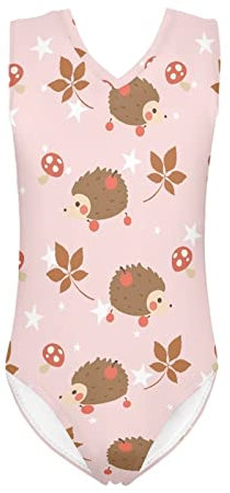 Suhoaziia Mädchen Gymnastik Turnanzug Ballett Tanz Bademode Einteiler für 3-14 Jahre Kinder, Pilz-Igel, 5-6 Jahre