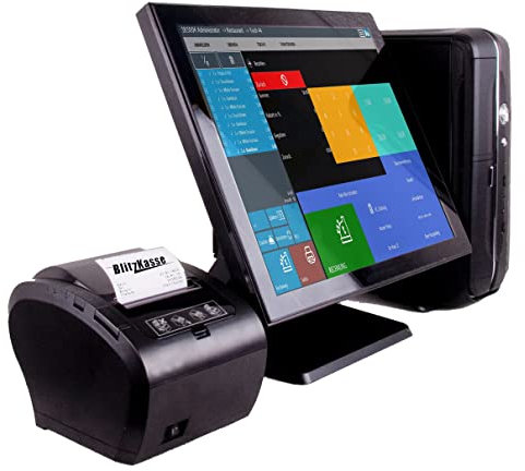 15 Kassensystem für Einzelhandel & Schnellgastronomie – Touchscreen Kasse mit Bondrucker & BlitzKasse Handel Software, TSE-konform, ohne Abo, für Kiosk, Imbiss & Kosmetikstudio