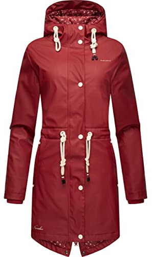 Navahoo Damen wasserdichte Übergangsjacke Regenjacke Flower of Ocean Blood Red Gr. 3XL