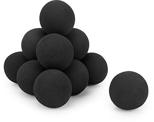 Stanbroil Sfere di fuoco in ceramica, 10,2 cm, rotonde per braciere e camino, set da 12, colore: nero